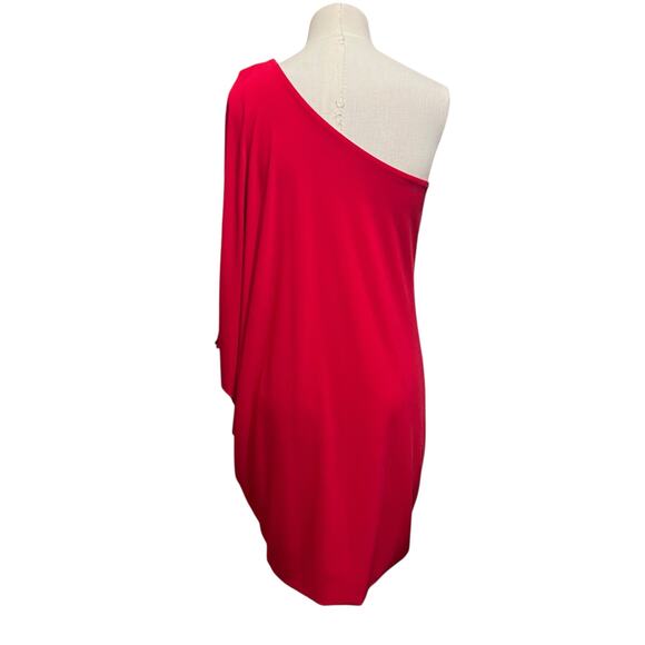 Cache Womens Vintage Red Holiday One Shoulder Rhinestone Drape Mini Dress Sz M - Picture 10 of 14